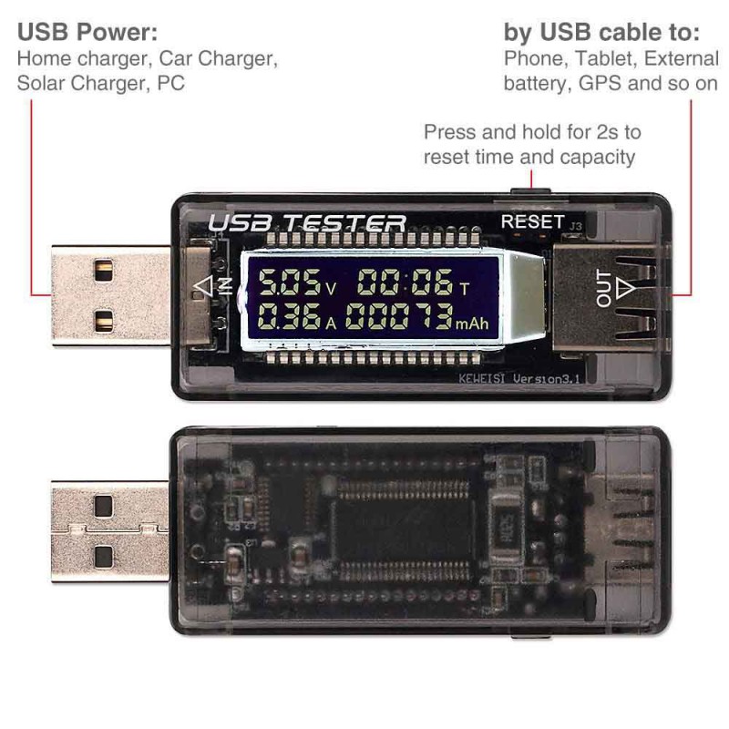 تستر USB و مانیتورینگ شارژ مدل KWS-V21